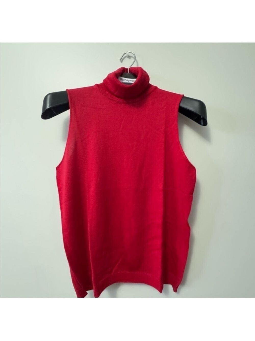 Bartolini Vibrant Red Ribbed Sleeveless Tank Top, 100% merino wool